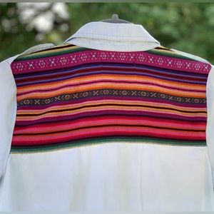 band of gypsies denim chambray button up shirt / southwest serape pattern / sz S